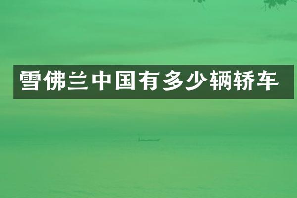 雪佛兰中国有多少辆轿车