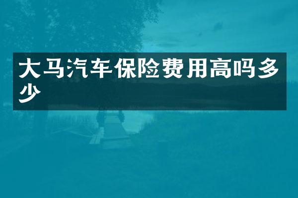 大马汽车保险费用高吗多少