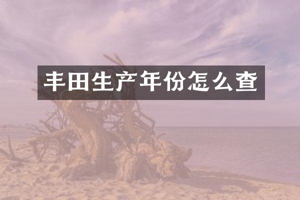 丰田生产年份怎么查