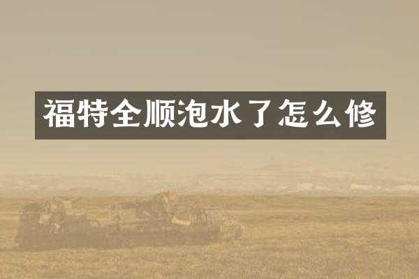 福特全顺泡水了怎么修