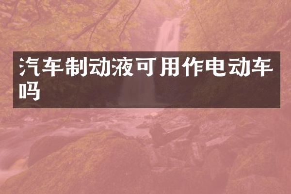 汽车制动液可用作电动车吗