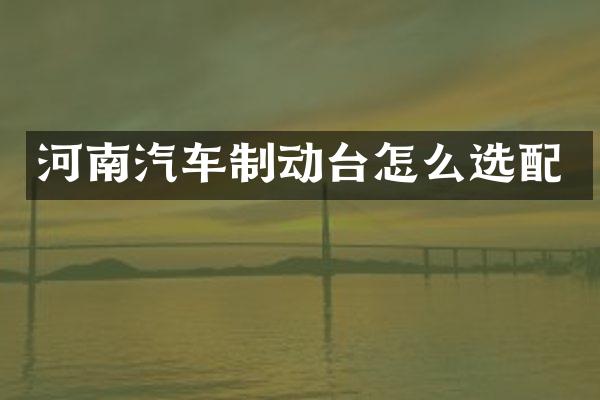 河南汽车制动台怎么选配