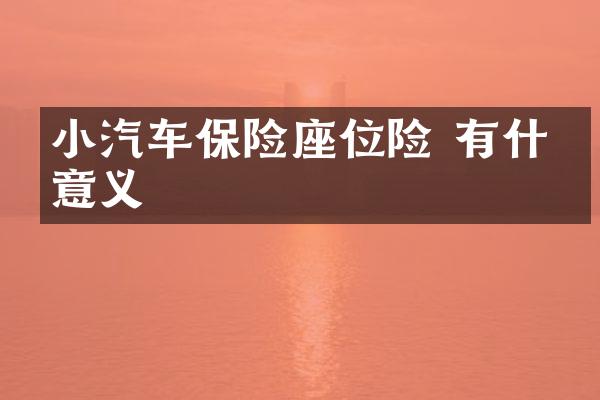 小汽车保险座位险 有什么意义