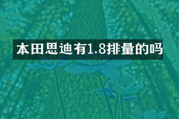 本田思迪有1.8排量的吗