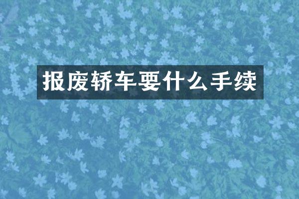 报废轿车要什么手续