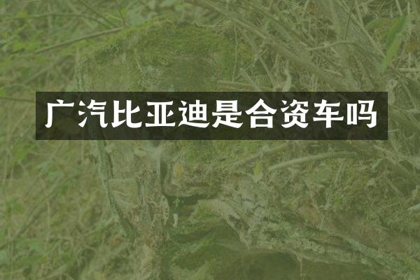 广汽比亚迪是合资车吗