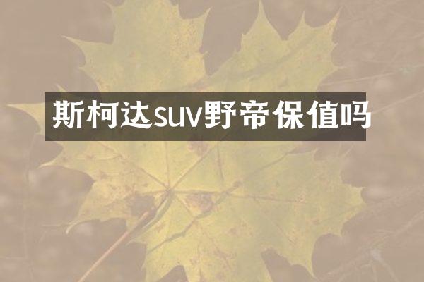 斯柯达suv野帝保值吗