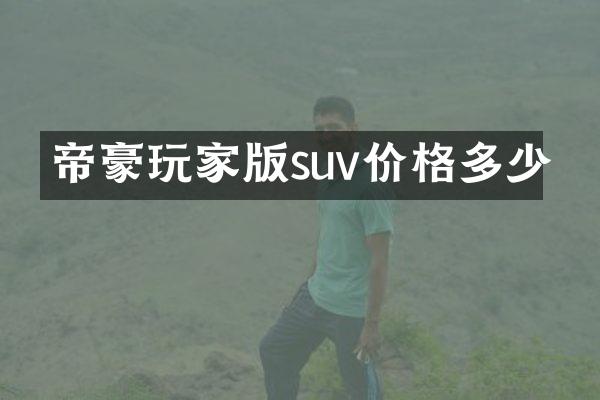 帝豪玩家版suv价格多少