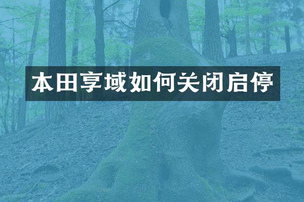 本田享域如何关闭启停