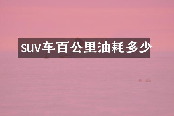 suv车百公里油耗多少