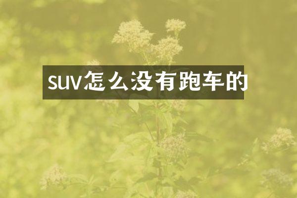 suv怎么没有跑车的