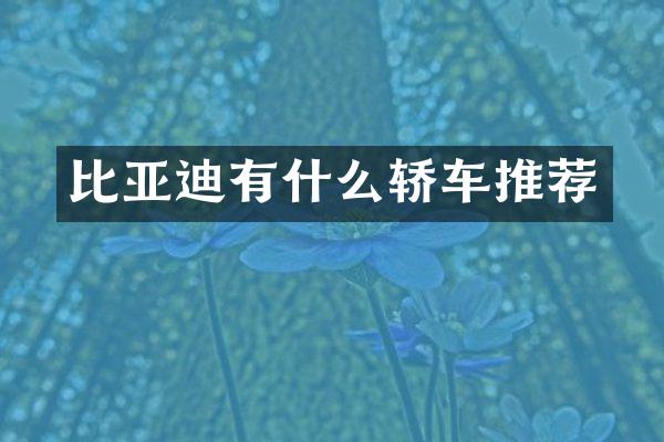 比亚迪有什么轿车推荐