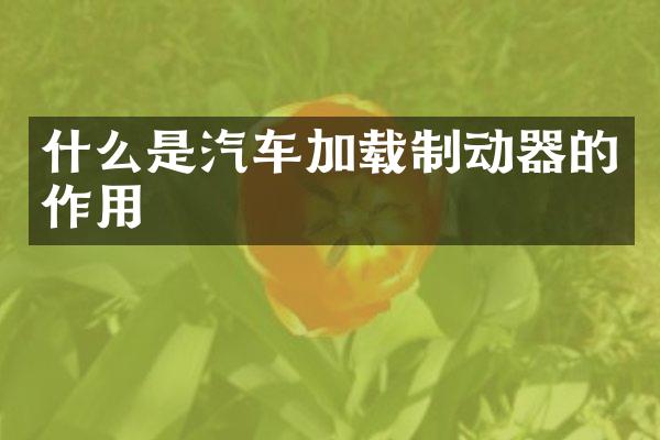 什么是汽车加载制动器的作用