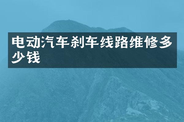 电动汽车刹车线路维修多少钱