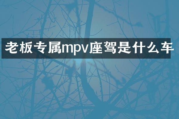 老板专属mpv座驾是什么车