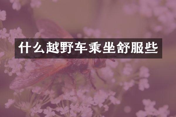 什么越野车乘坐舒服些