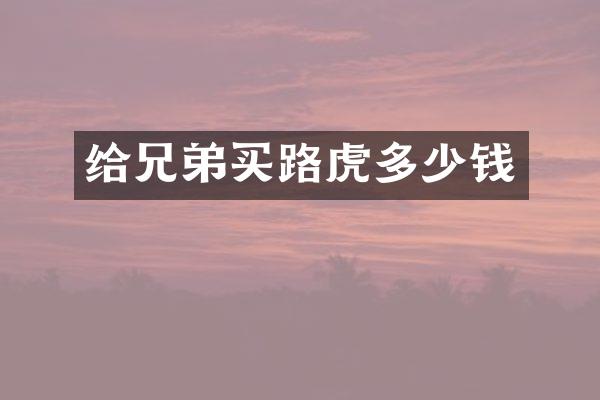 给兄弟买路虎多少钱