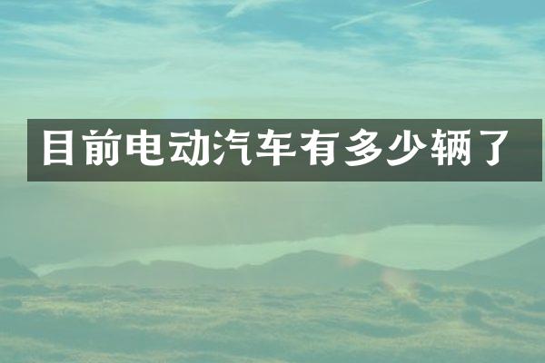 目前电动汽车有多少辆了