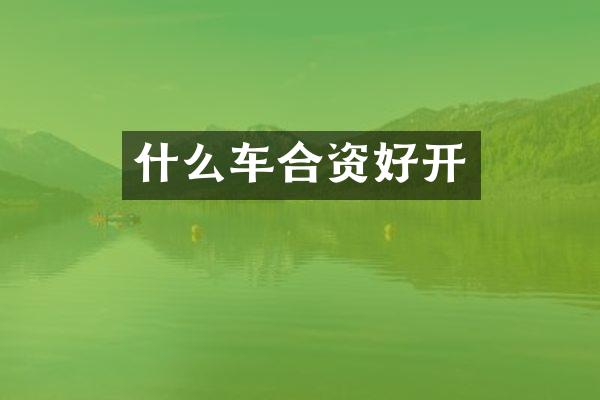 什么车合资好开