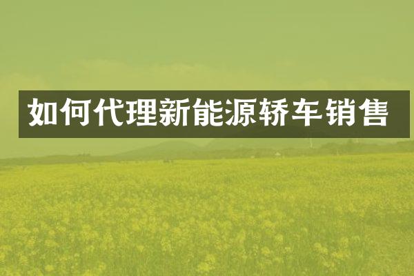 如何代理新能源轿车销售