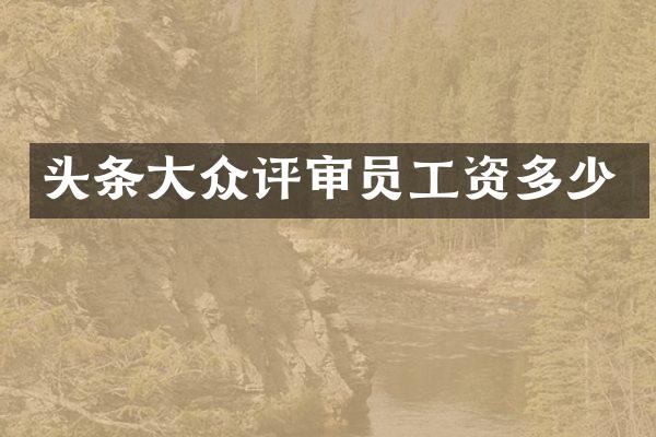 头条大众评审员工资多少
