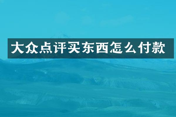 大众点评买东西怎么付款