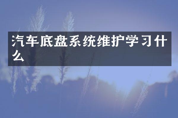 汽车底盘系统维护学习什么