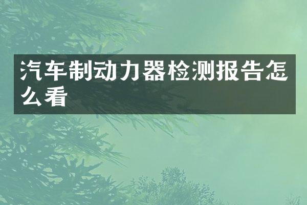 汽车制动力器检测报告怎么看