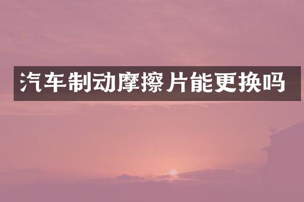 汽车制动摩擦片能更换吗