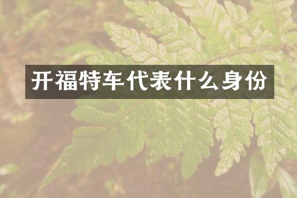 开福特车代表什么身份
