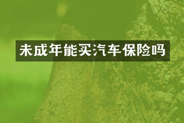 未成年能买汽车保险吗
