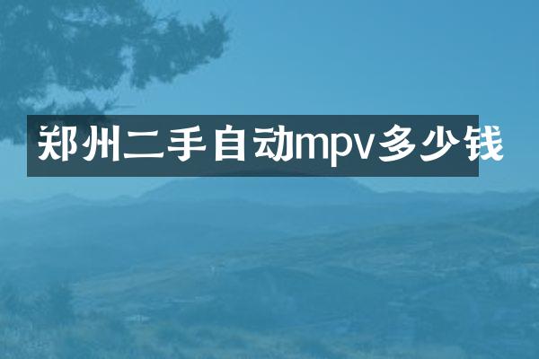 郑州二手自动mpv多少钱