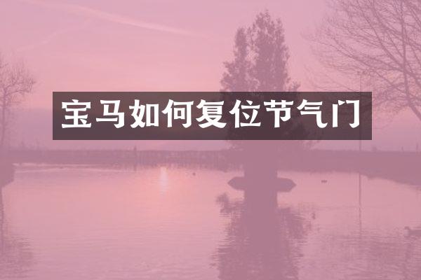 宝马如何复位节气门