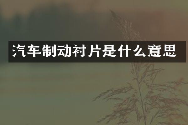 汽车制动衬片是什么意思