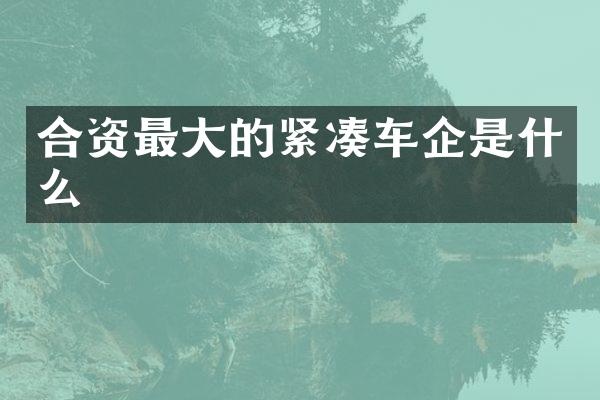 合资最大的紧凑车企是什么