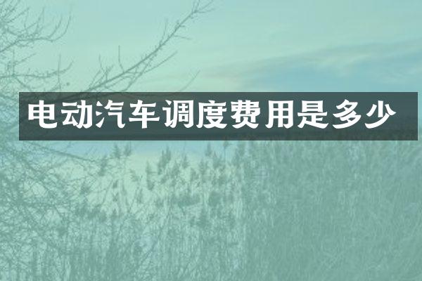 电动汽车调度费用是多少