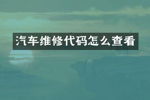 汽车维修代码怎么查看