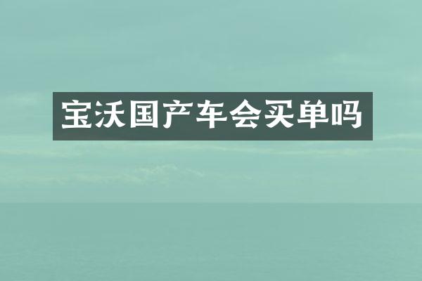 宝沃国产车会买单吗