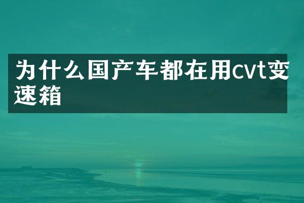 为什么国产车都在用cvt变速箱
