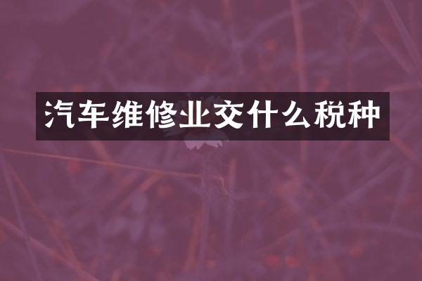 汽车维修业交什么税种