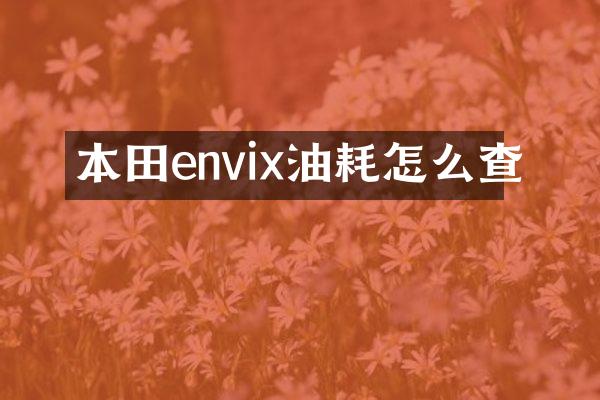 本田envix油耗怎么查