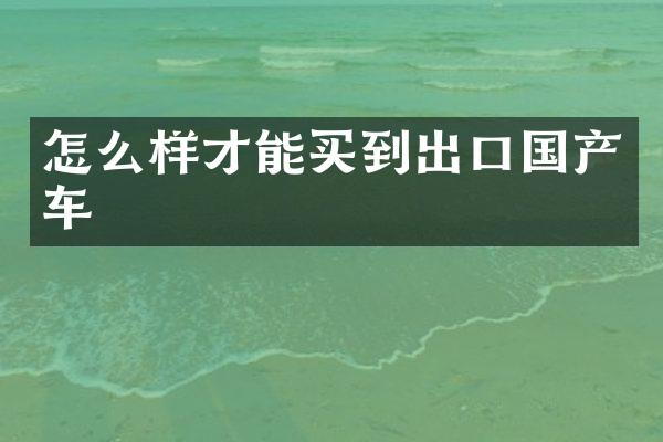 怎么样才能买到出口国产车