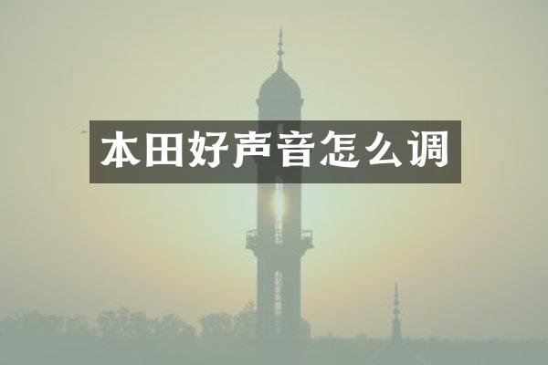 本田好声音怎么调