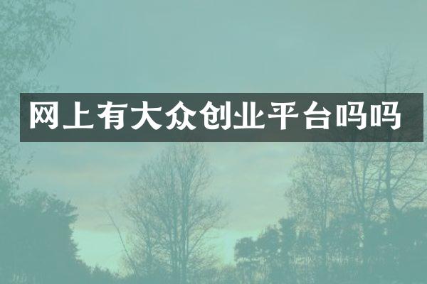 网上有大众创业平台吗吗