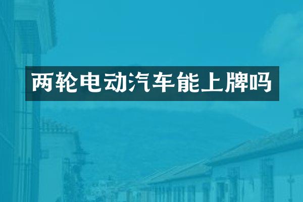 两轮电动汽车能上牌吗