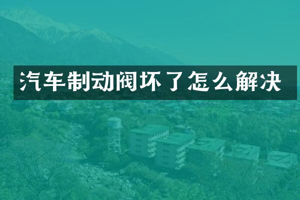 汽车制动阀坏了怎么解决