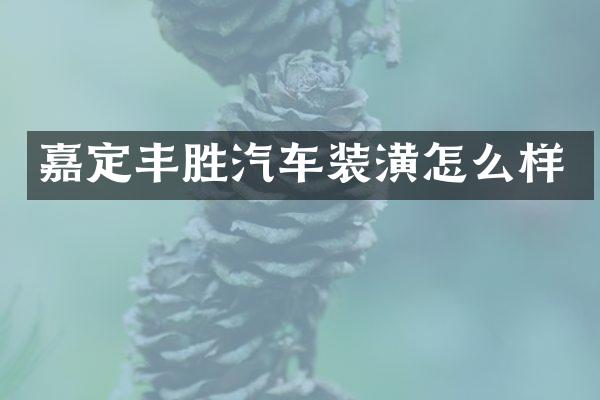 嘉定丰胜汽车装潢怎么样
