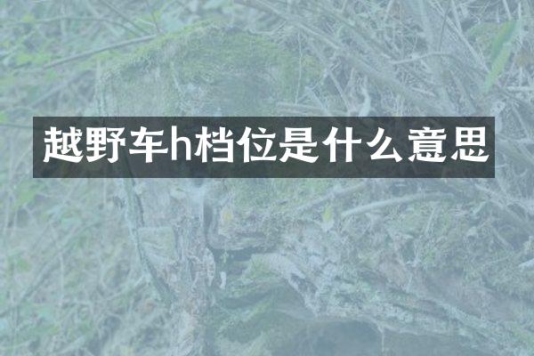 越野车h档位是什么意思