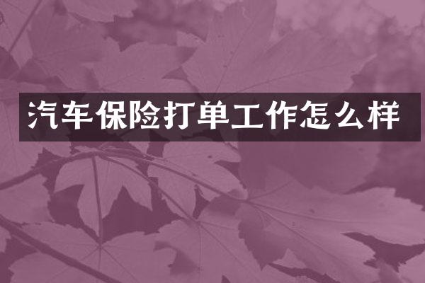 汽车保险打单工作怎么样