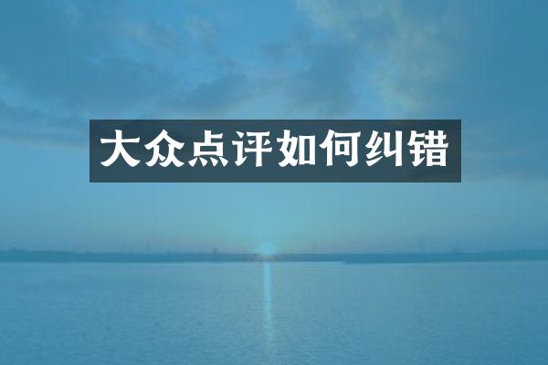 大众点评如何纠错